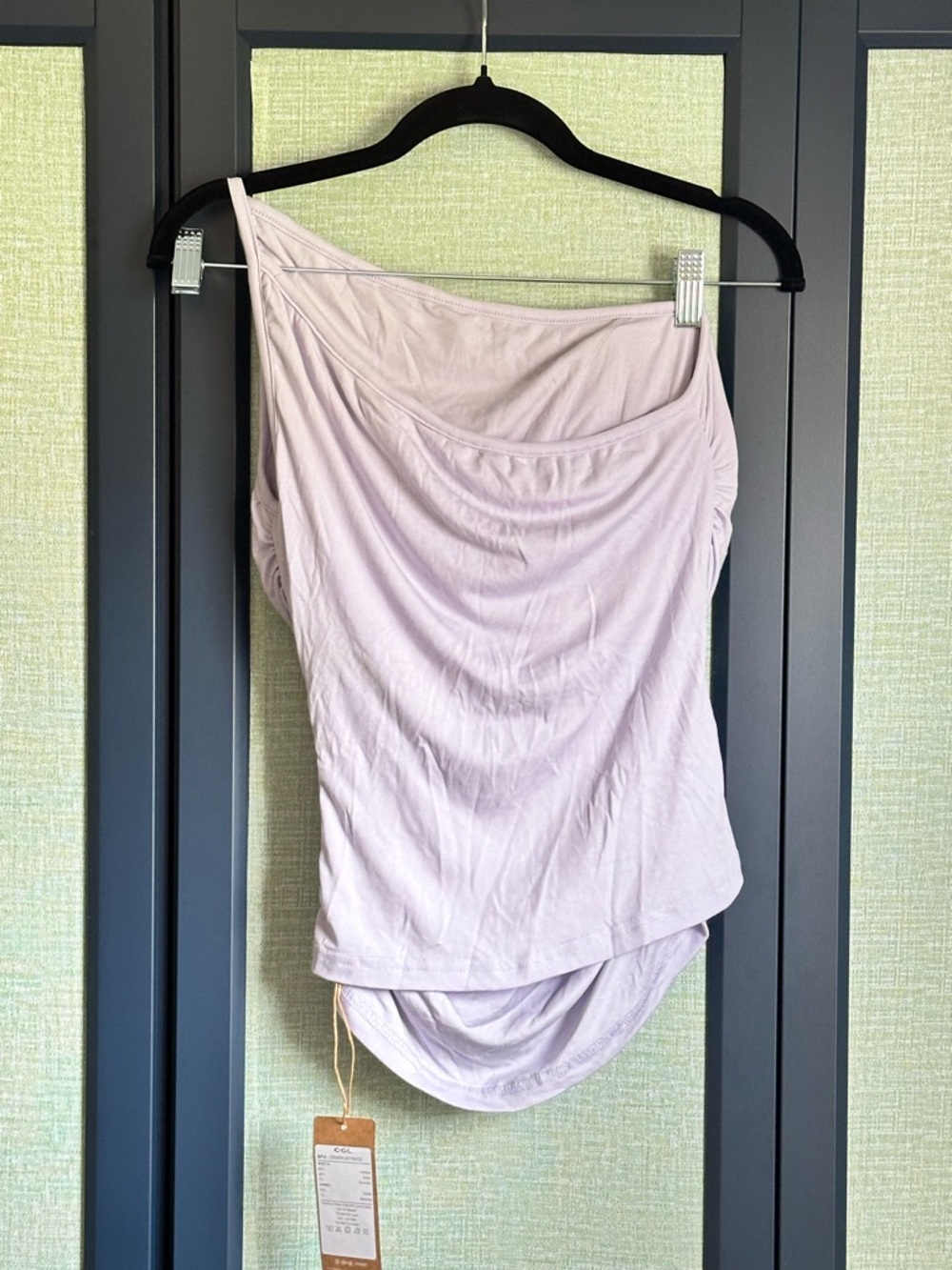 OGL Sandwashed One Shoulder Ruched Brami Top in Lilac, NWT, Size M - Picture 3 of 7